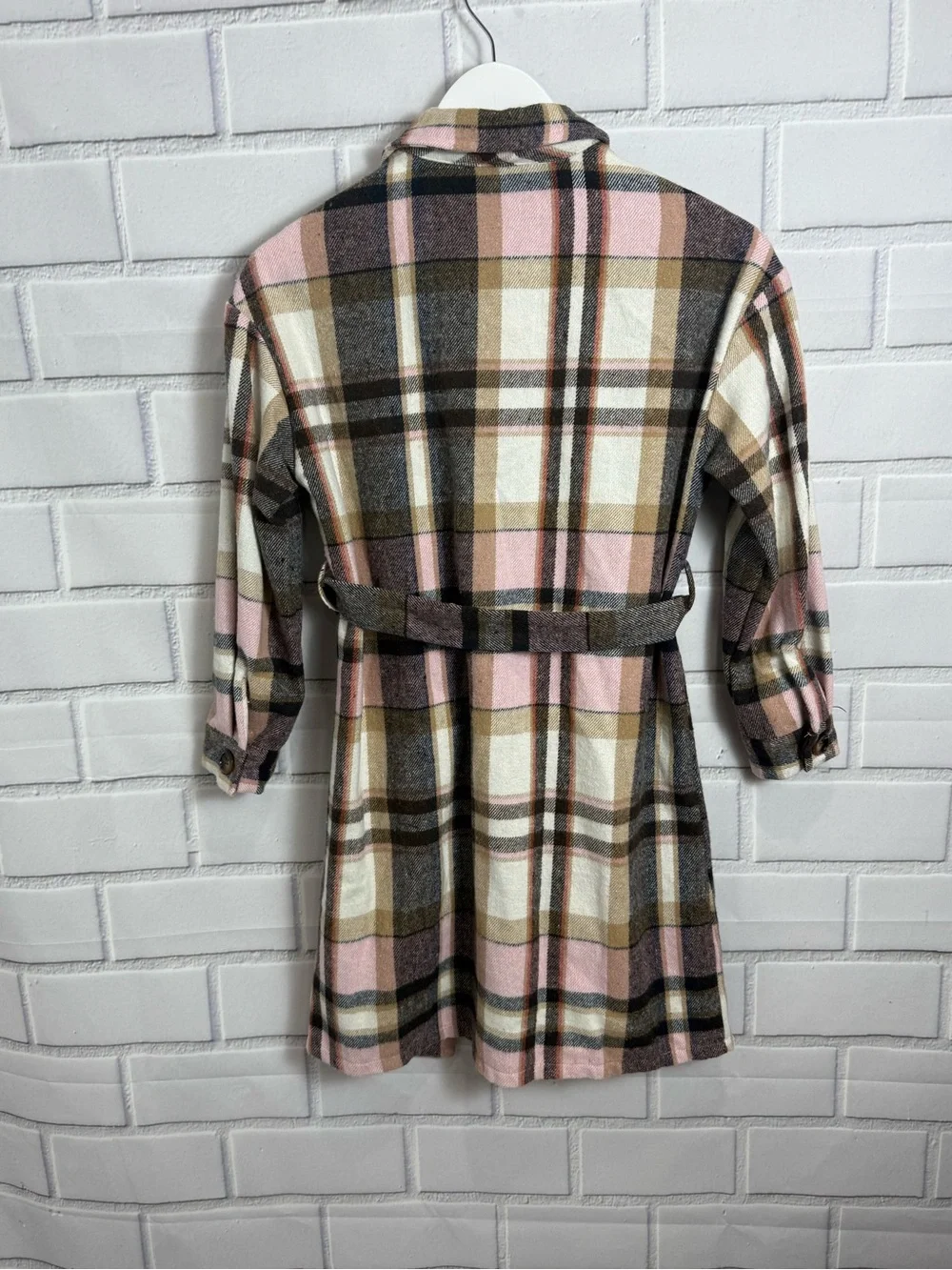 SHEIN Girls Plaid Belted Shirt Dress | Size 10Y | Button Front Long Sleeve